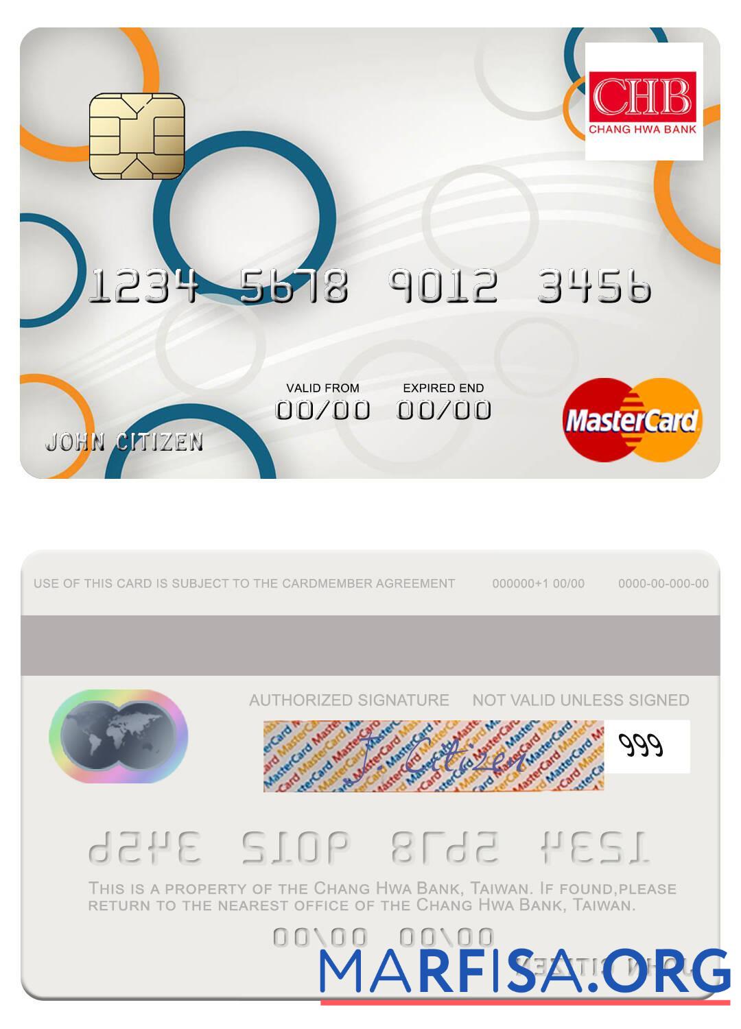 Downloadable Taiwan Chang Hwa Bank mastercard sample